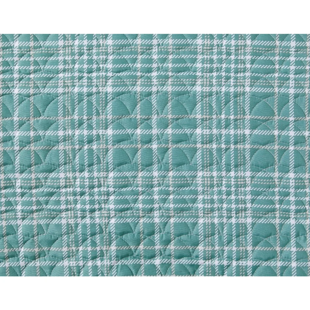 NEW Mainstays Green White Striped Reversible Quilt Full/Queen Bedding
